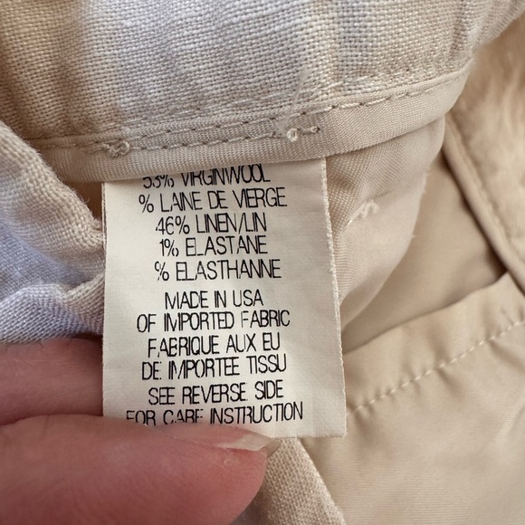 Theory Beige Neutral Linen-Virgin Wool blend straight leg pants size 10 - Picture 6 of 10